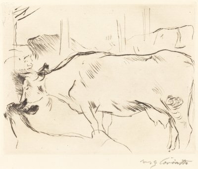 Koeienstal II door Lovis Corinth