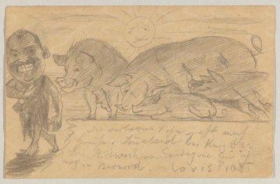 Lovis Corinth aan Carl Strathmann: Ansichtkaart, poststempel 25 augustus 1899 door Lovis Corinth
