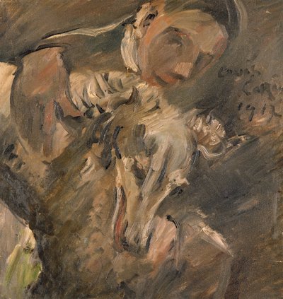 Max Mainer met een Siberische Windhond, 1917 door Lovis Corinth