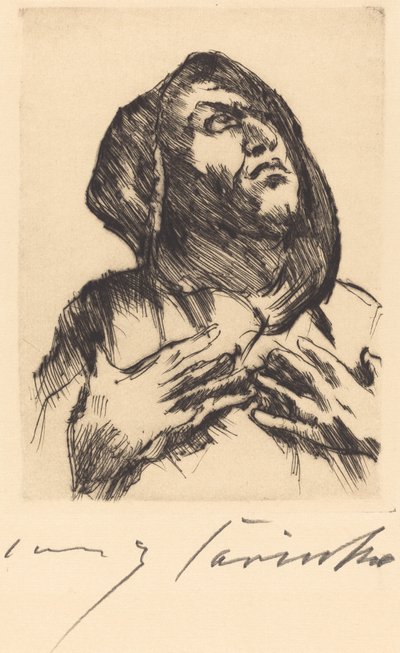 Monnik die Omhoog Kijkt door Lovis Corinth