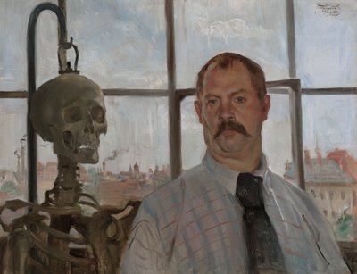 Zelfportret met skelet door Lovis Corinth