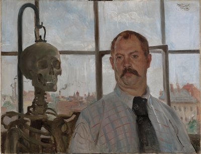Zelfportret met skelet door Lovis Corinth