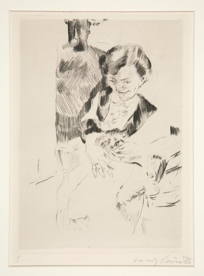 Vrouw met een kitten door Lovis Corinth
