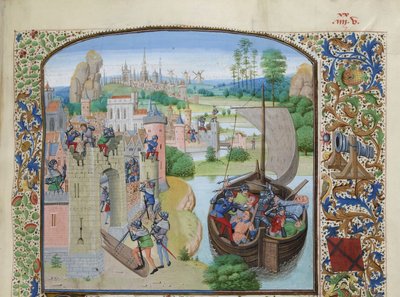 Bloedbad van Gentse handelaren in Audenarde 1380, ca. 1470-1475 door Loyset Liedet