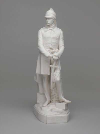 Parian ware beeldje van Luitenant (later Majoor) William Hodson door Ltd Mintons