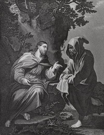Christus verzocht, Lucas, Hoofdstuk 4, verzen 3-13 (gravure) door Luca (after) Giordano