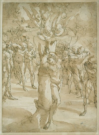 Het martelaarschap van Sint Sebastiaan door Luca Cambiaso