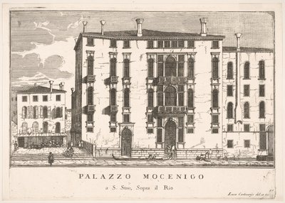 Plaat 91: Uitzicht op het Mocenigo-paleis in Campo San Stae, Venetië, 1703, uit De gebouwen..., 1703 door Luca Carlevarijs