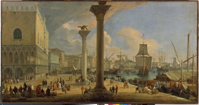 De Molo en het Dogepaleis (Venetië, Italië) door Luca Carlevaris