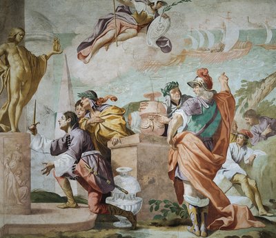 Lycaon, zoon van Antenor, wijdt Apollo