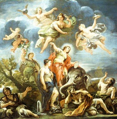 Allegorie van Gematigdheid, door Luca Giordano door Luca Giordano