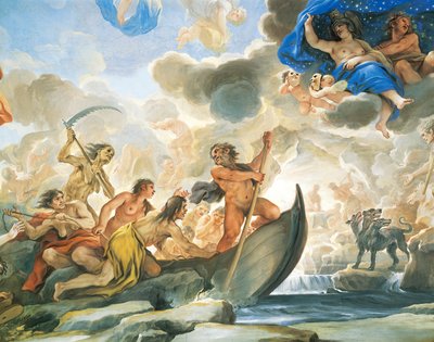 Figuur van Charon (detail) door Luca Giordano