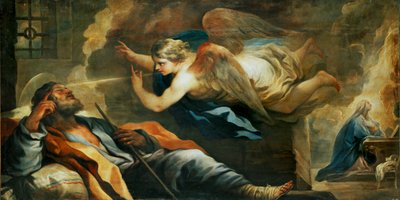 Jozefs droom ... (schilderij op doek) door Luca Giordano