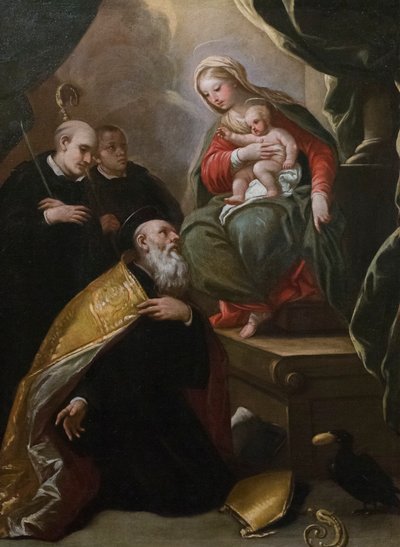 Madonna en kind met heiligen door Luca Giordano