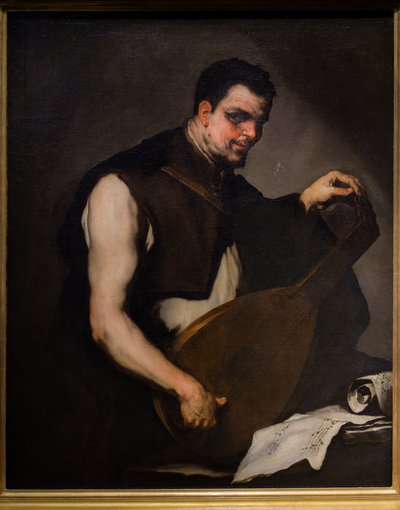 Muzikant stemt zijn luit door Luca Giordano
