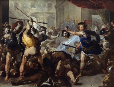 Perseus verandert Phineas en zijn volgelingen in steen door Luca Giordano