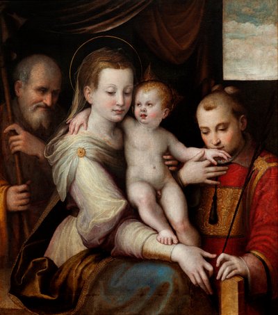 De Heilige Familie en St. Stefanus, c.1560 door Luca Longhi