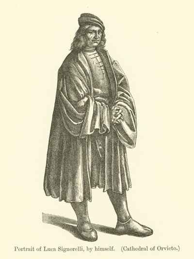 Zelfportret van de Italiaanse schilder Luca Signorelli (gravure) door Luca Signorelli