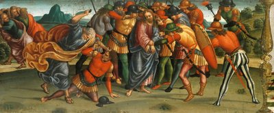 De gevangenneming van Christus. Rouw over de dode Christus, Predella paneel, 1502 door Luca Signorelli