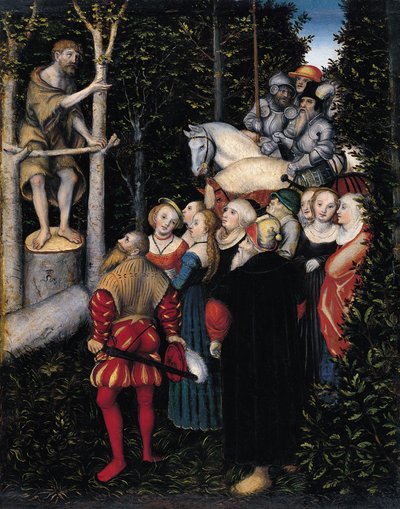De preek van Johannes de Doper door Lucas Cranach the Elder