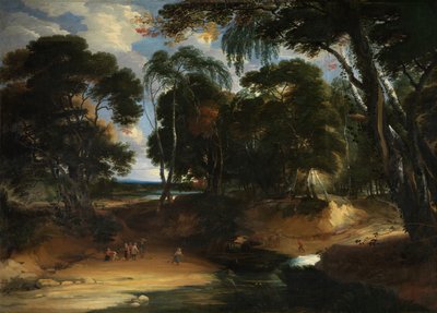 Landschap met bos door Lucas Achtschellinck