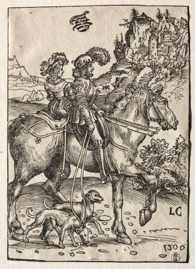 Een Heer en een Dame op Weg naar de Jacht door Lucas Cranach