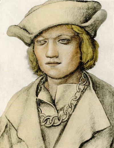 Portret van een jonge man met hoed door Lucas Cranach the Elder
