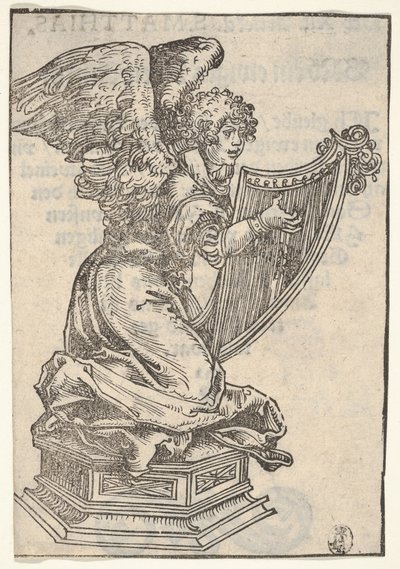 Een Zilveren Beeldje van een Engel die de Harp Speelt, uit de Grote Serie van Wittenberg Relikwieën, 1509 door Lucas Cranach the Elder