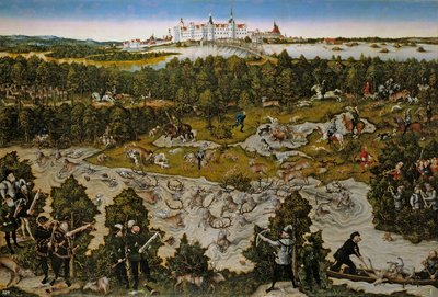 Een jacht op adelaars door Lucas Cranach the Elder