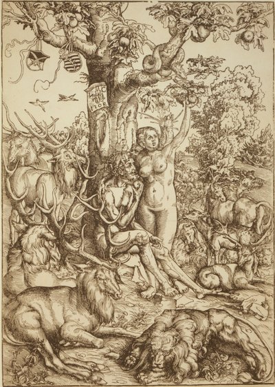 Adam en Eva in het paradijs door Lucas Cranach the Elder