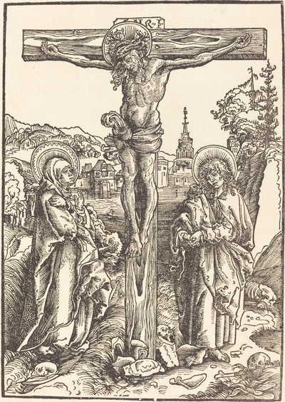 Christus aan het Kruis tussen de Maagd en Sint Jan door Lucas Cranach the Elder