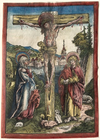 Christus aan het kruis tussen de Maagd en Sint Jan door Lucas Cranach the Elder