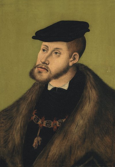 Duits: Bildnis Kaiser Karls V. Portret van keizer Karel V door Lucas Cranach the Elder