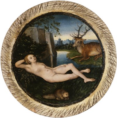 Duits: Rustende lentenimf Liggende nimf door Lucas Cranach the Elder