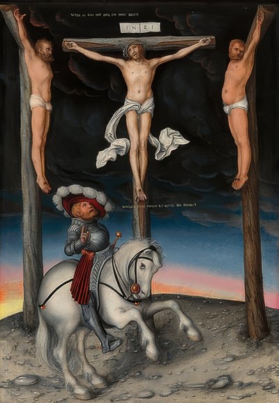 Kruisiging met de gelovige kapitein. 1536 door Lucas Cranach the Elder