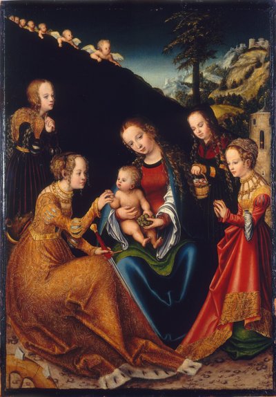 Huwelijk van St. Catherine door Lucas Cranach the Elder