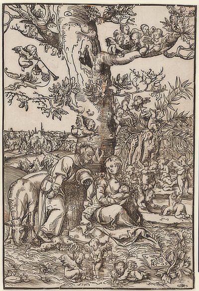 Rust tijdens de vlucht door Lucas Cranach the Elder