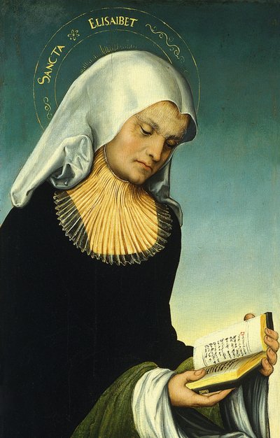 Sint Elizabeth met George, hertog van Saksen als schenker [recto, linkervleugel] door Lucas Cranach the Elder