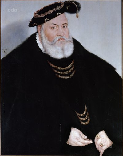 Portret van markgraaf Georg de Vrome van Brandenburg-Ansbach door Lucas Cranach the Younger