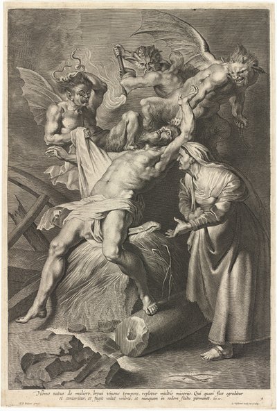 Job Gekweld door Demonen en Mishandeld door Zijn Vrouw door Lucas Emil Vorsterman after Sir Peter Paul Rubens