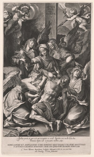 Pietà met engelen (Kruisafneming) door Lucas Kilian