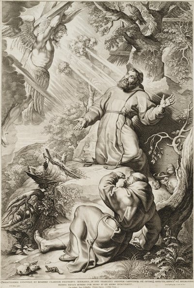 Franciscus ontvangt de stigmata door Lucas Vorsterman the Elder