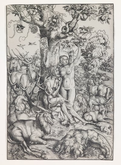 Adam en Eva in het paradijs door Lucas the Elder Cranach