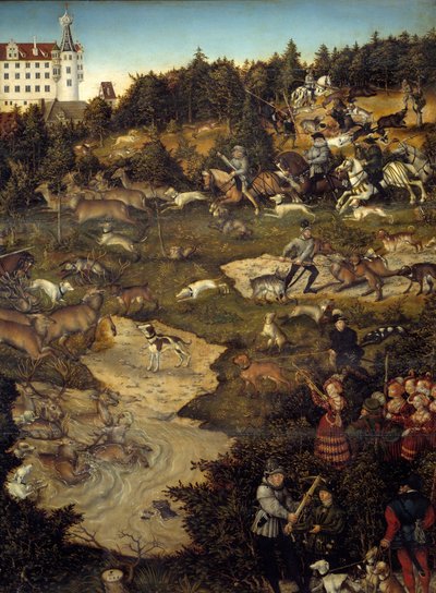 Jacht ter ere van Karel V op Kasteel Torgau (Duitsland). Detail. Schilderij door Lucas Cranach (1472-1553) door Lucas the Elder Cranach