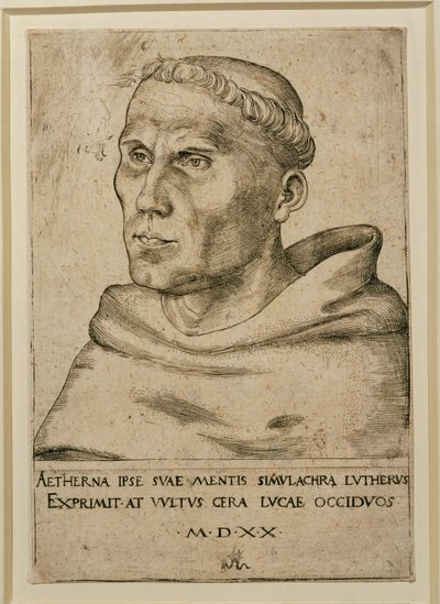 Maarten Luther ... (gravure) door Lucas the Elder Cranach