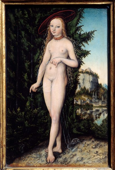 Venus Staand in een Landschap Schilderij door Lucas Cranach de Oude (1472-1553) 1529 door Lucas the Elder Cranach