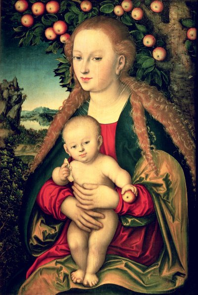 Maagd en Kind onder een appelboom door Lucas the Elder Cranach