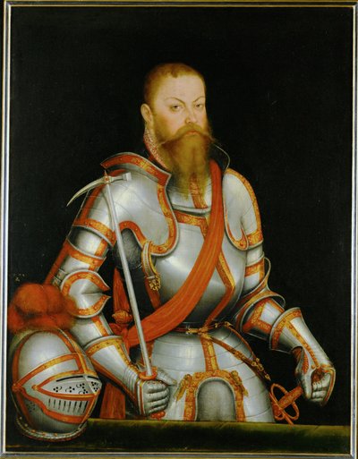 Keurvorst Moritz van Saksen ... (schilderij op doek) door Lucas the Younger Cranach