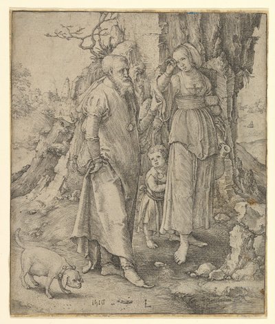 Abraham Verstuurt Hagar door Lucas van Leyden