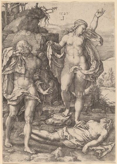 Adam en Eva Treuren om de Dood van Abel door Lucas van Leyden